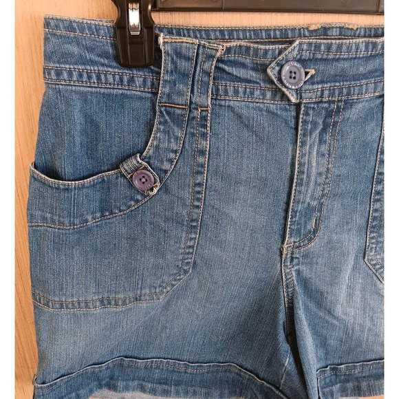 Gloria Vanderbilt (12) Womens Jean Short High Rise Cuffed Hem Button Pockets - Picture 2 of 4